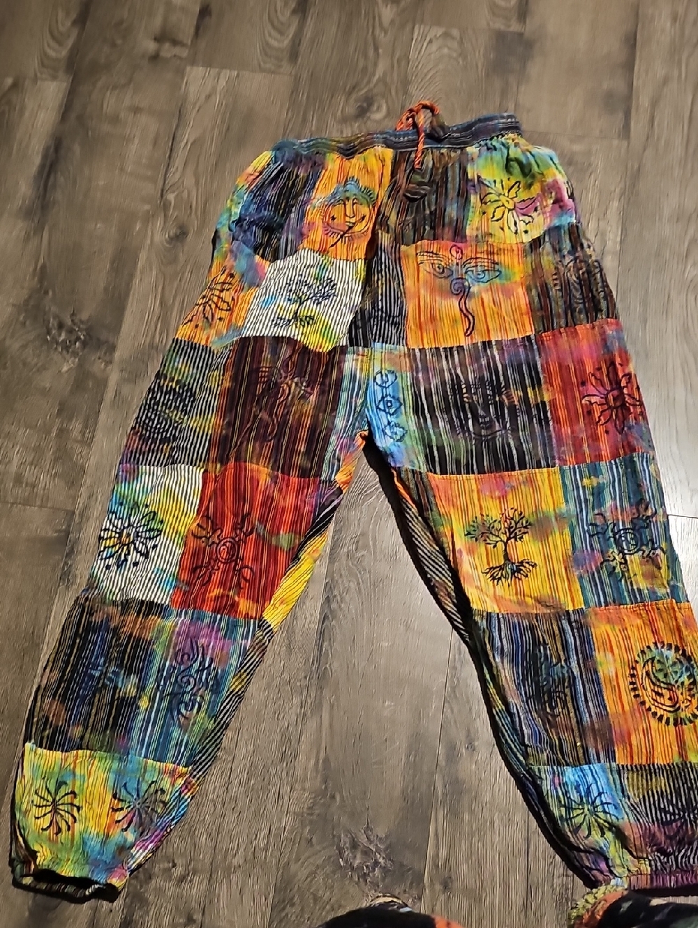 Boho Patchwork Hippie Harem Jogger Pants - Multicolor - Picture 8 of 8